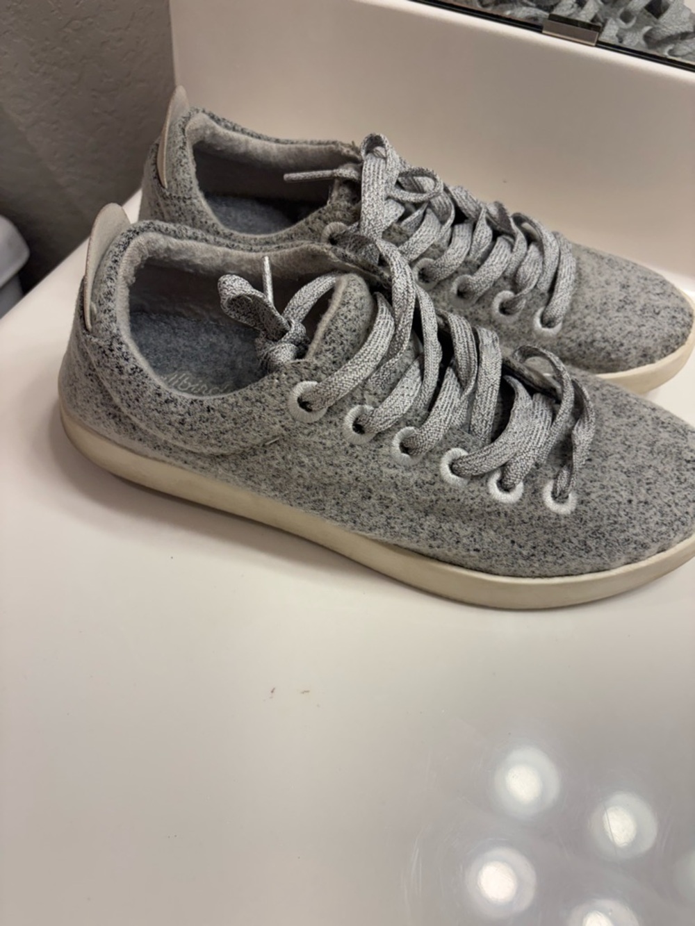 All birds wool Gray Felt Lace-Up Sneakers